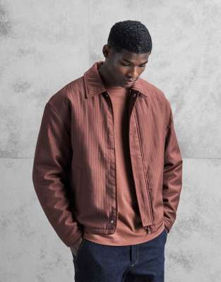 Asos Design Harrington Jacket In Brown