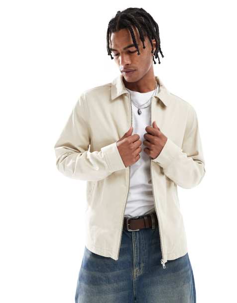 ASOS DESIGN harrington jacket in stone - view 1