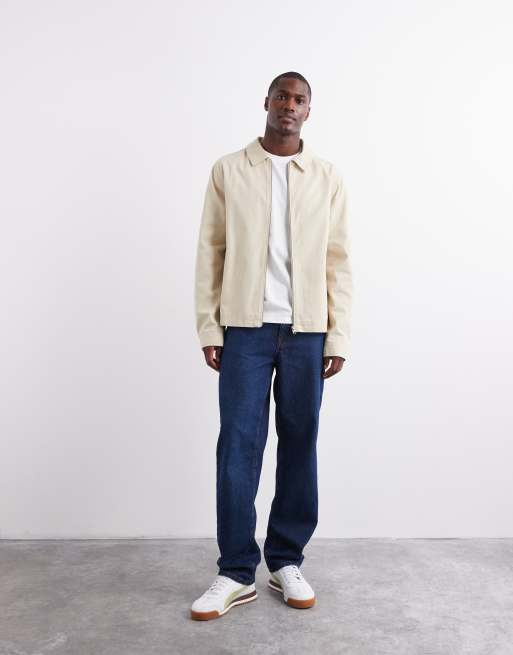 ASOS DESIGN harrington jacket in stone