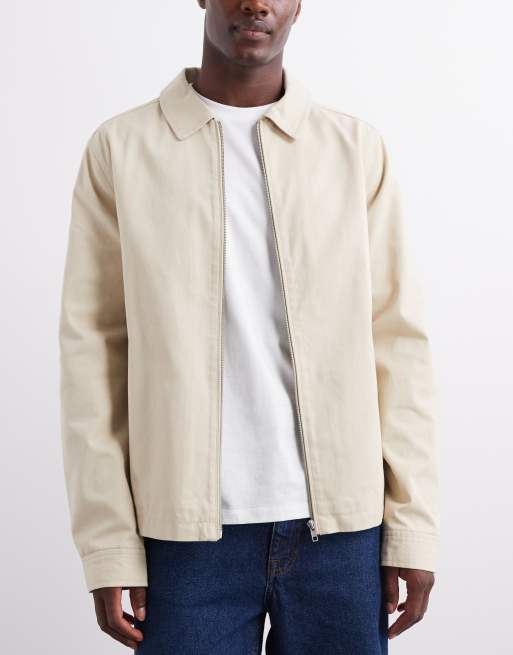 ASOS DESIGN harrington jacket in stone