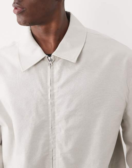 ASOS DESIGN harrington jacket in stone, 3 of 5