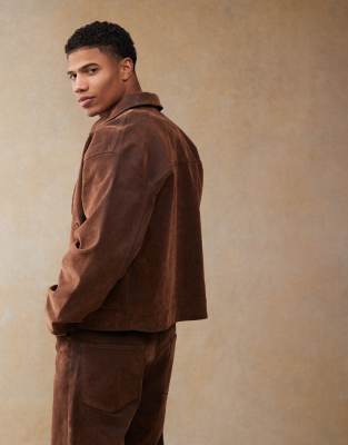 Asos Design Harrington Jacket In Brown