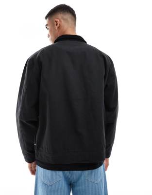 ASOS DESIGN oversized harrington jacket in washed black