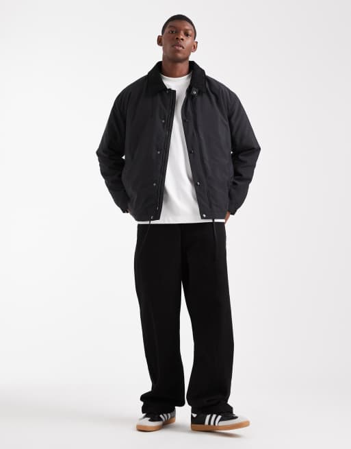 ASOS DESIGN harrington jacket with cord collar in black