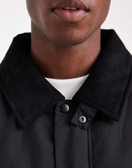 ASOS DESIGN harrington jacket with cord collar in black