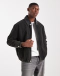 [ASOS DESIGN] ASOS DESIGN harrington jacket with cord collar in washed black L Washed black