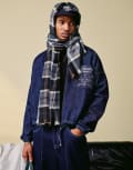 [ASOS DESIGN] ASOS DESIGN harrington jacket with embroidery detail in indigo (part of a set)-Blue L Indigo
