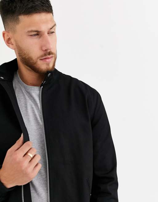 ASOS DESIGN harrington jacket with funnel neck in black