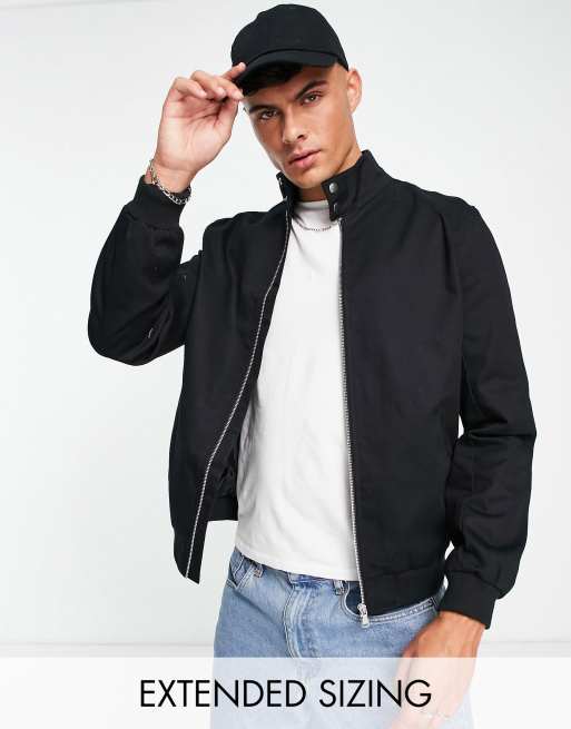 ASOS DESIGN harrington jacket with funnel neck in black