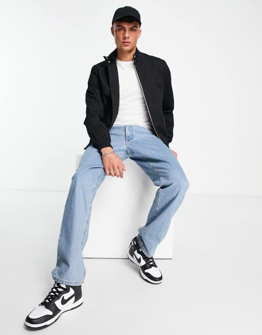 ASOS DESIGN harrington jacket with funnel neck in black