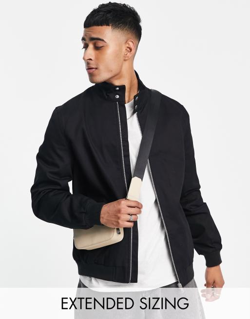 ASOS DESIGN harrington jacket with funnel neck in black