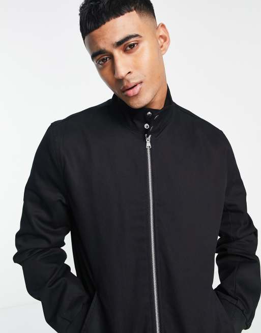 ASOS DESIGN harrington jacket with funnel neck in black ASOS