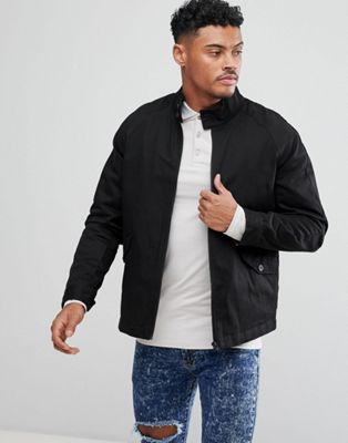 ASOS DESIGN harrington jacket with funnel neck in black | ASOS