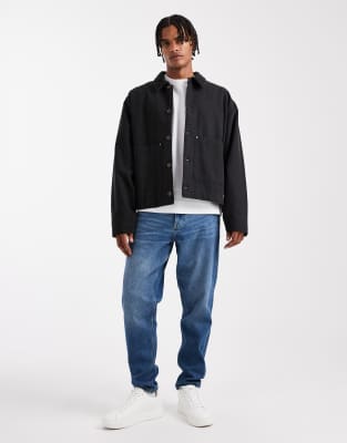 Asos Design Harrington Jacket With Quilted Lining In Blue