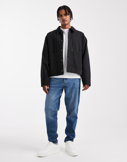 ASOS DESIGN harrington jacket with quilted lining in black, 2 of 5