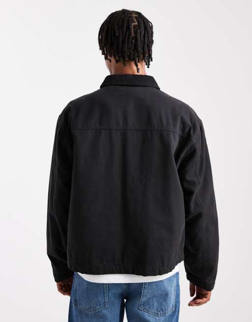 ASOS DESIGN harrington jacket with quilted lining in black, 4 of 5
