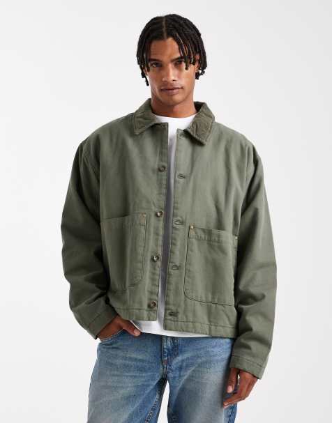ASOS DESIGN harrington jacket with quilted lining in khaki - view 1