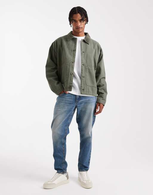 ASOS DESIGN harrington jacket with quilted lining in khaki, 2 of 5
