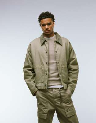Asos Design Harrington Jacket With Quilted Lining In Neutral