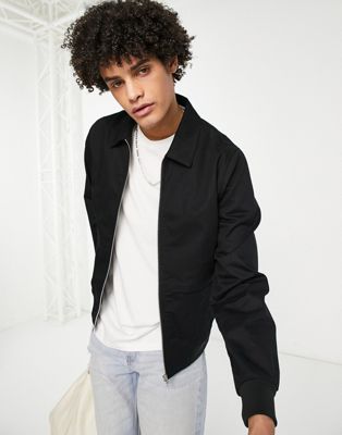 ASOS DESIGN harrington jacket with storm vent in black - ASOS Price Checker