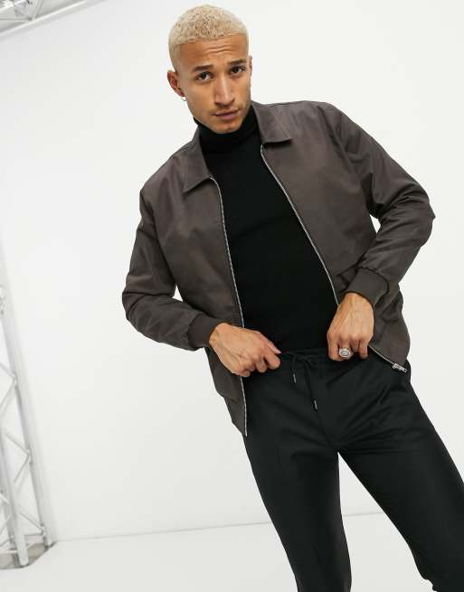 Download ASOS DESIGN harrington jacket with storm vent in brown | ASOS