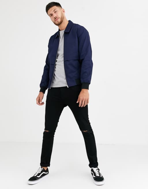 ASOS DESIGN harrington jacket in navy