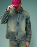 [ASOS DESIGN] ASOS DESIGN harrington jacket with tint in mid wash blue (part of a set) M Mid wash blue
