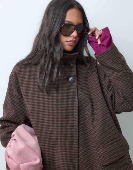 ASOS DESIGN Harrington-jakke med ståkrave i brun tern, 2 af 8