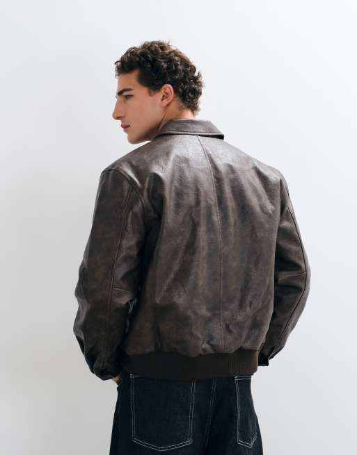 ASOS DESIGN harrington oversize con doppia tasca effetto pelle, 4 di 5