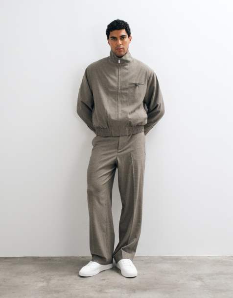 ASOS DESIGN harrington smart co-ord in brown puppytooth - view 1