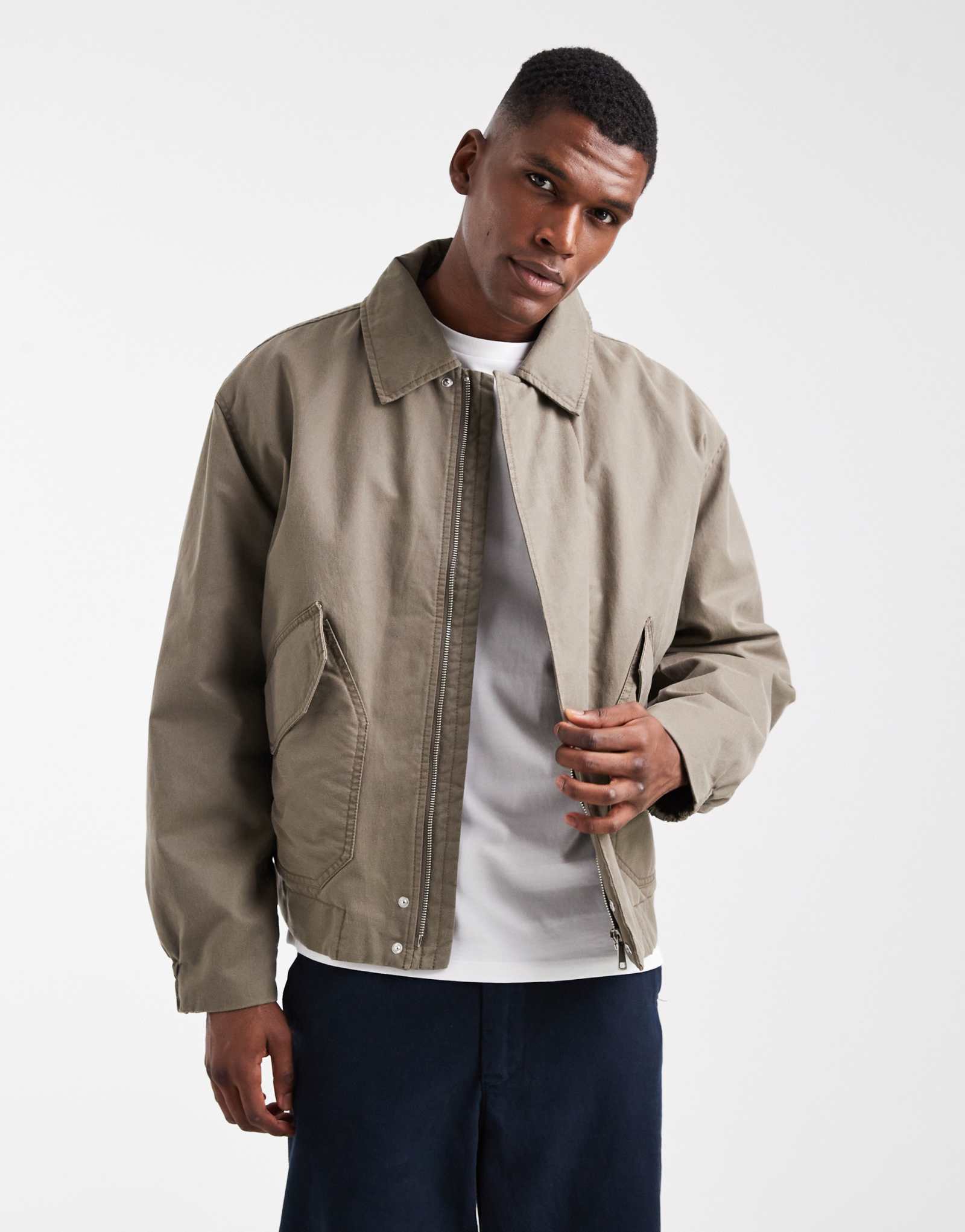 ДИЗАЙНЕРСКАЯ куртка harrington wax jacket в камне от ASOS DESIGN 