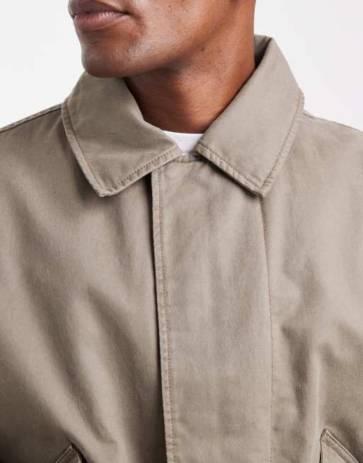 ASOS DESIGN harrington wax jacket in stone , 5 of 5