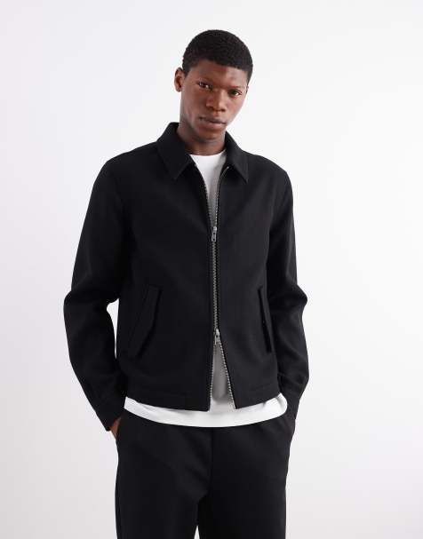 ASOS DESIGN harrington wool look jacket in black - view 1