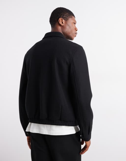 ASOS DESIGN harrington wool look jacket in black