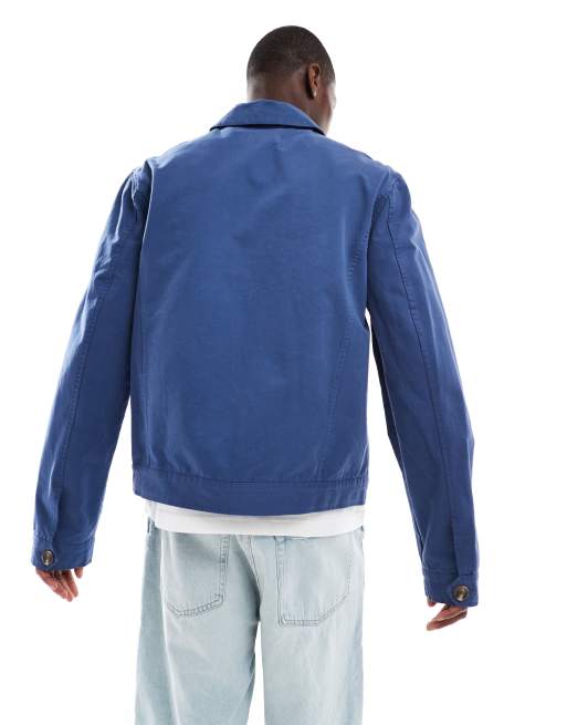ASOS DESIGN harrington workwear jacket in blue, 2 of 4