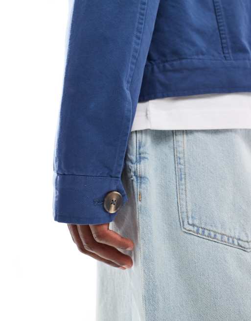 ASOS DESIGN harrington workwear jacket in blue, 3 of 4