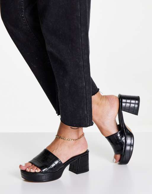 Mules shop plateforme noir