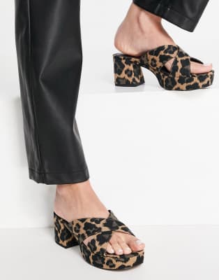 leopard platform slide sandals