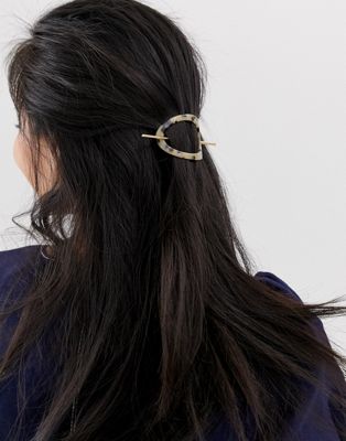 ASOS DESIGN - hårspænde med åbent rundt skildpaddeskjold-Guld