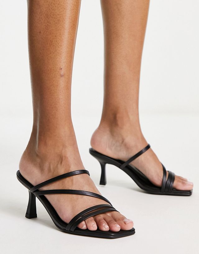 ASOS DESIGN Hartley strappy mid sandal heeled mules in black