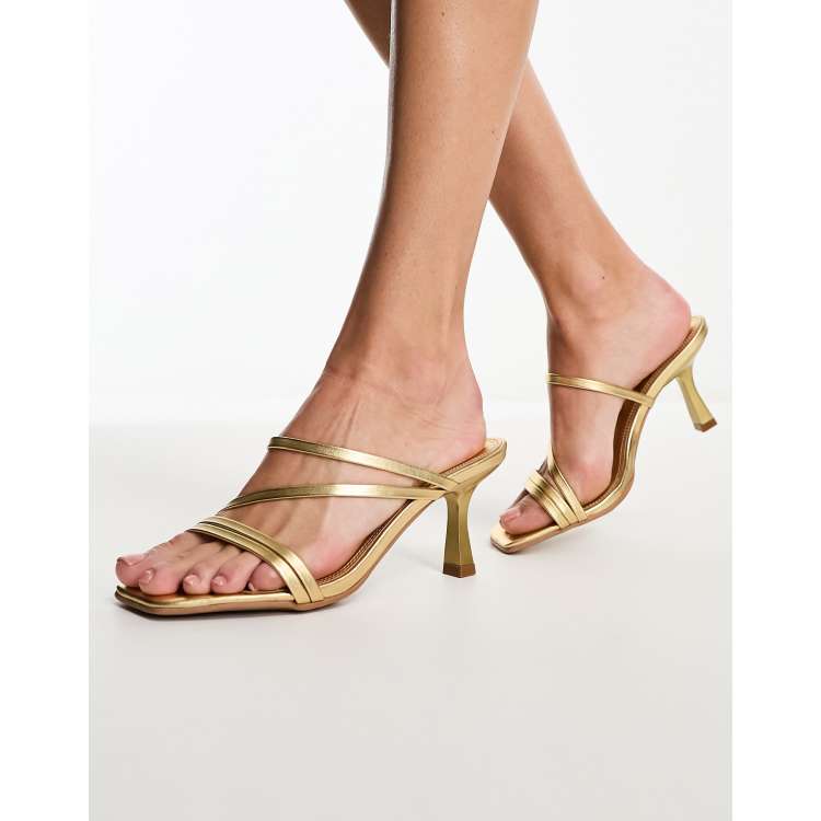 Gold kitten heel mules sale