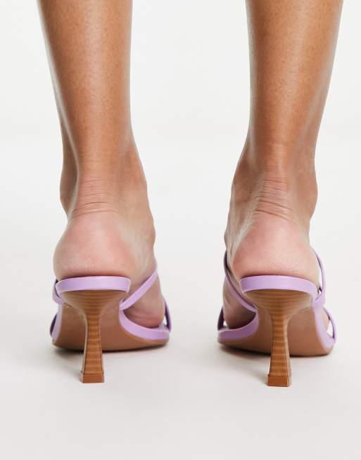 ASOS DESIGN Hartley strappy mid sandal heeled mules in lilac ASOS