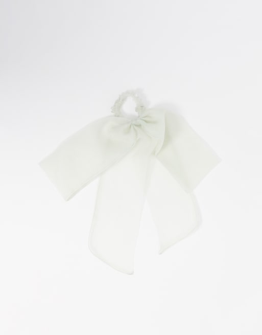 ASOS DESIGN - Hårtørklæde med sløjfe i lysegrå organza, 2 af 4