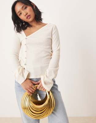 ASOS DESIGN - Hartschalen-Clutch in Metallic-Gold mit Rillen-Goldfarben