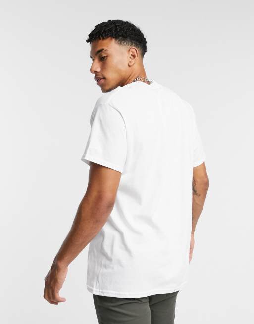 ASOS Design Oversized Baseball T-Shirt in Ecru with City Text Graphics-White