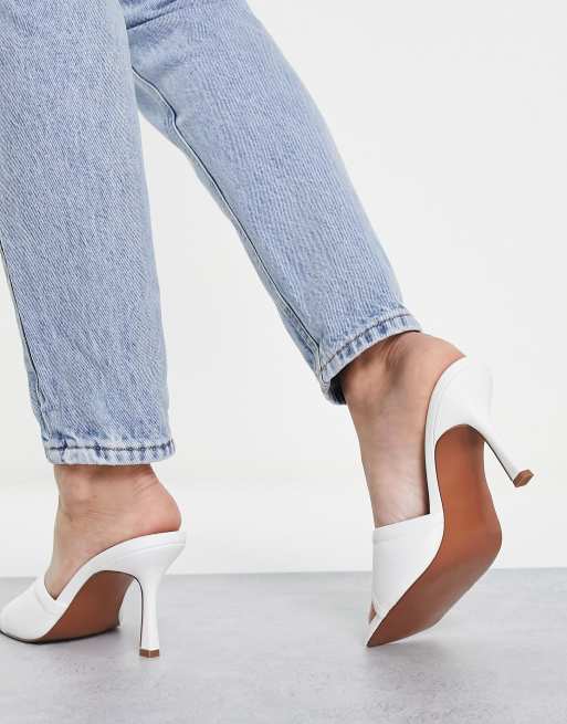 ASOS DESIGN - Harvey – Vita sandaler med halvhög klack och bred passform , 2 av 4
