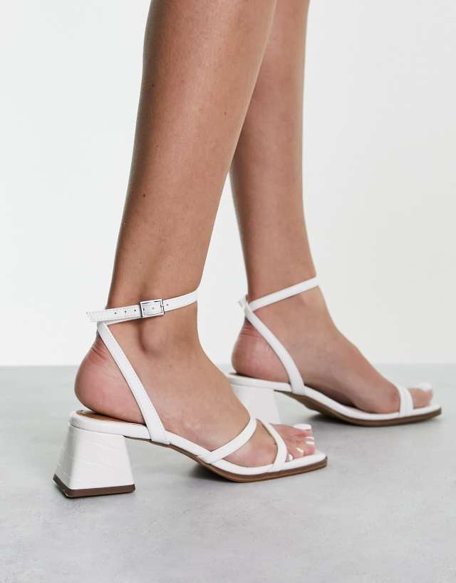 ASOS DESIGN Hastings mid block heeled sandals in white