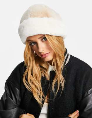 ASOS DESIGN - Hat med heldækkende, imiteret pels og farveblok