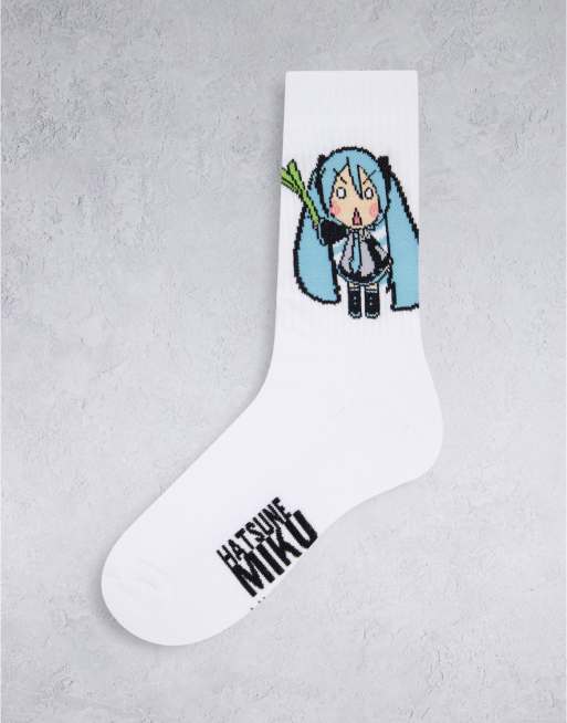 ASOS DESIGN – Hatsune Miku – Białe skarpetki sportowe