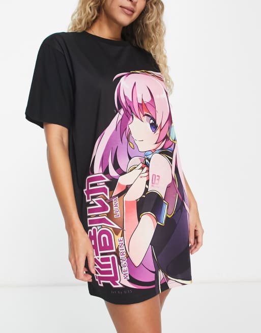 ASOS DESIGN Hatsune Miku sleep tee in black 
